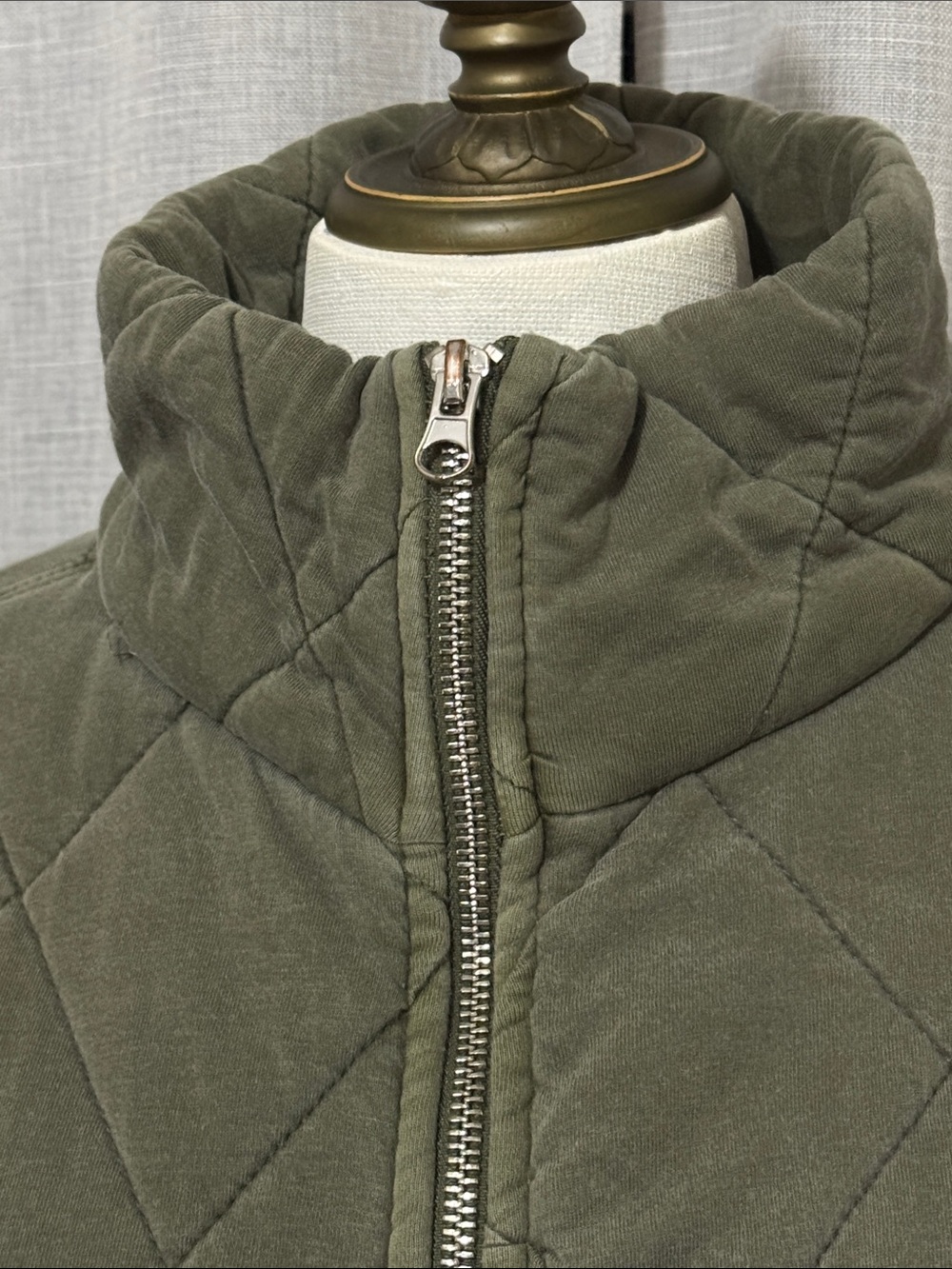 Wild Fable Bomber Style ZipUp Sweatshirt Jacket-Sz xs-Cotton-Olive Green-Quilted - Picture 2 of 15